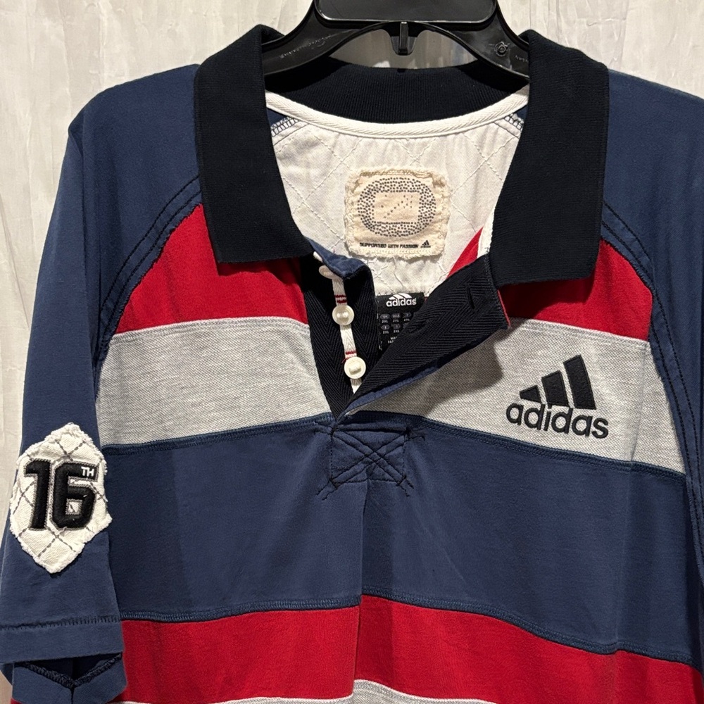 Men’s Adidas Rugby Polo Shirt 2XL vintage 90s preppy supported with passion